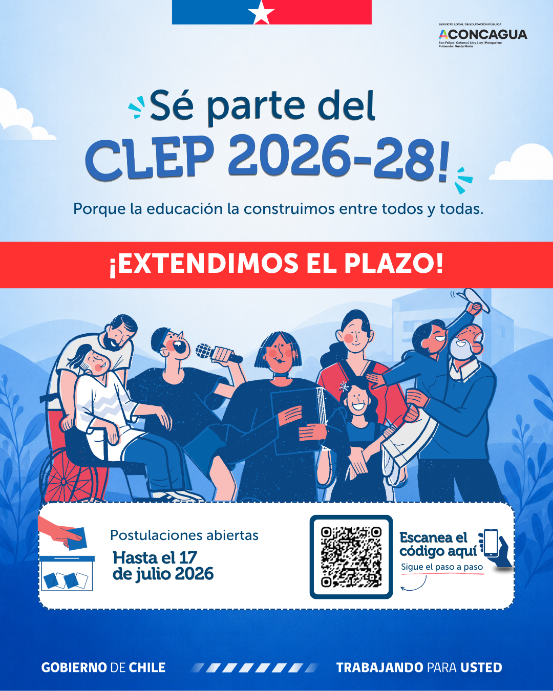 SLEP del Aconcagua extiende plazo de postulación para integrar el Consejo Local de Educación Pública 2026-2028